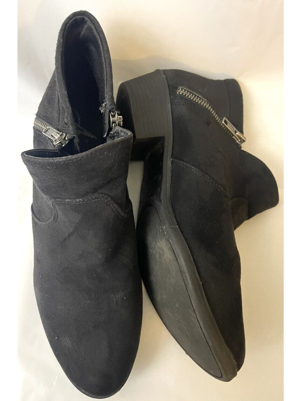 AMERICAN RAG Women's Black Double Zipper Detail Abby Block Heel Booties 8.5 M